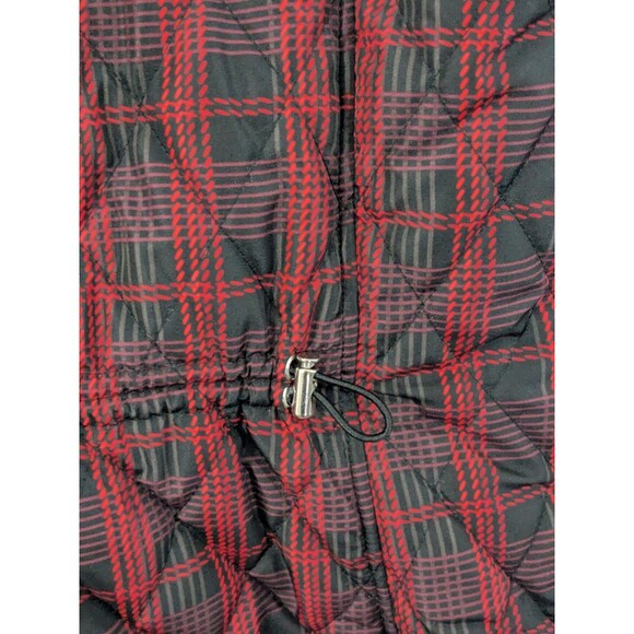 CROFT BARROW Women's Quilted Vest 1X Plus Red Plaid Full Zip Pockets Adjustable - Picture 9 of 10